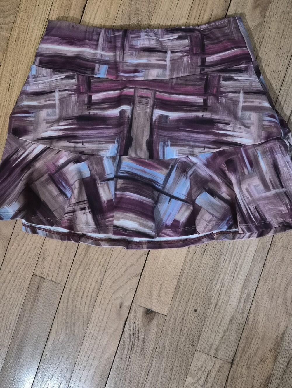 2 Piece - Blue Fish Purple & Taupe Abstract Tennis Skirt W/ Tights - Size Medium